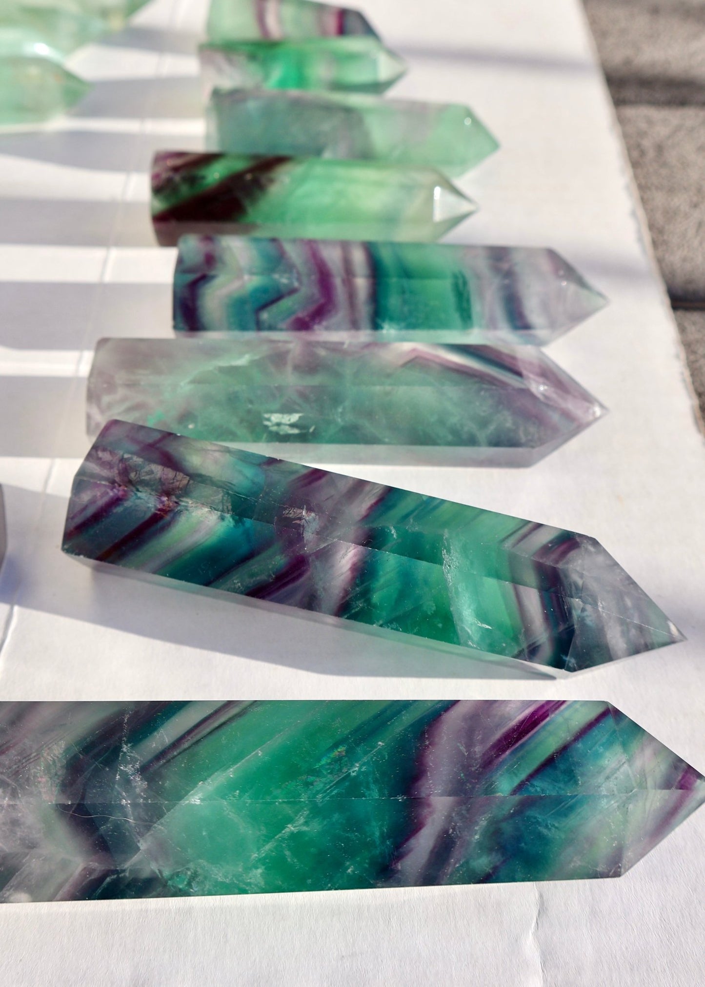 Fluorite Crystal Tower – Classic Green - Purple - Blue | Natural Gemstone Obelisk - Wax | Wane - banded fluorite - Crystal Tower5