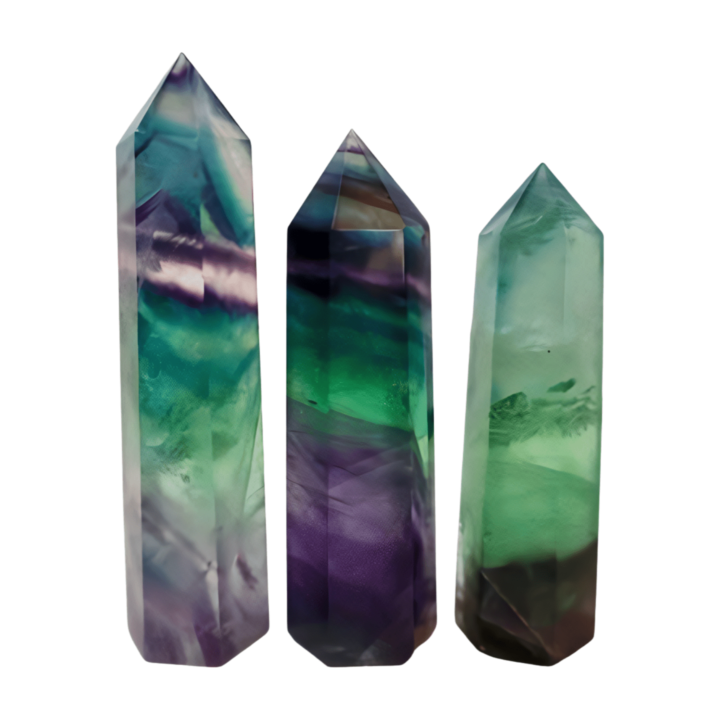 Fluorite Crystal Tower – Classic Green - Purple - Blue | Natural Gemstone Obelisk - Wax | Wane - banded fluorite - Crystal Tower6