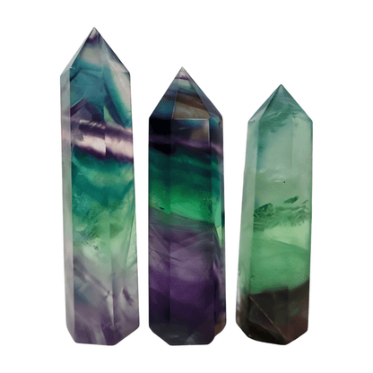 Fluorite Crystal Tower – Classic Green - Purple - Blue | Natural Gemstone Obelisk - Wax | Wane - banded fluorite - Crystal Tower6