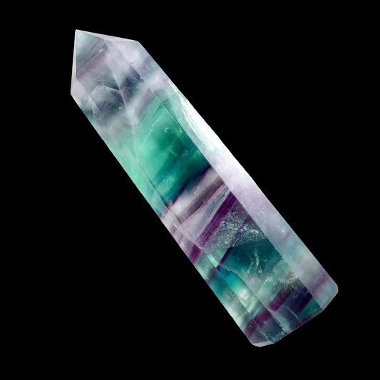 Fluorite Crystal Tower – Classic Green - Purple - Blue | Natural Gemstone Obelisk - Wax | Wane - banded fluorite - Crystal Tower1