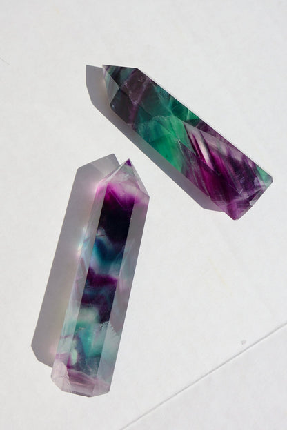 Fluorite Crystal Tower – Deep Purple - Blue - Green | Natural Gemstone Obelisk - Wax | Wane - collector crystal - Crystal Tower2