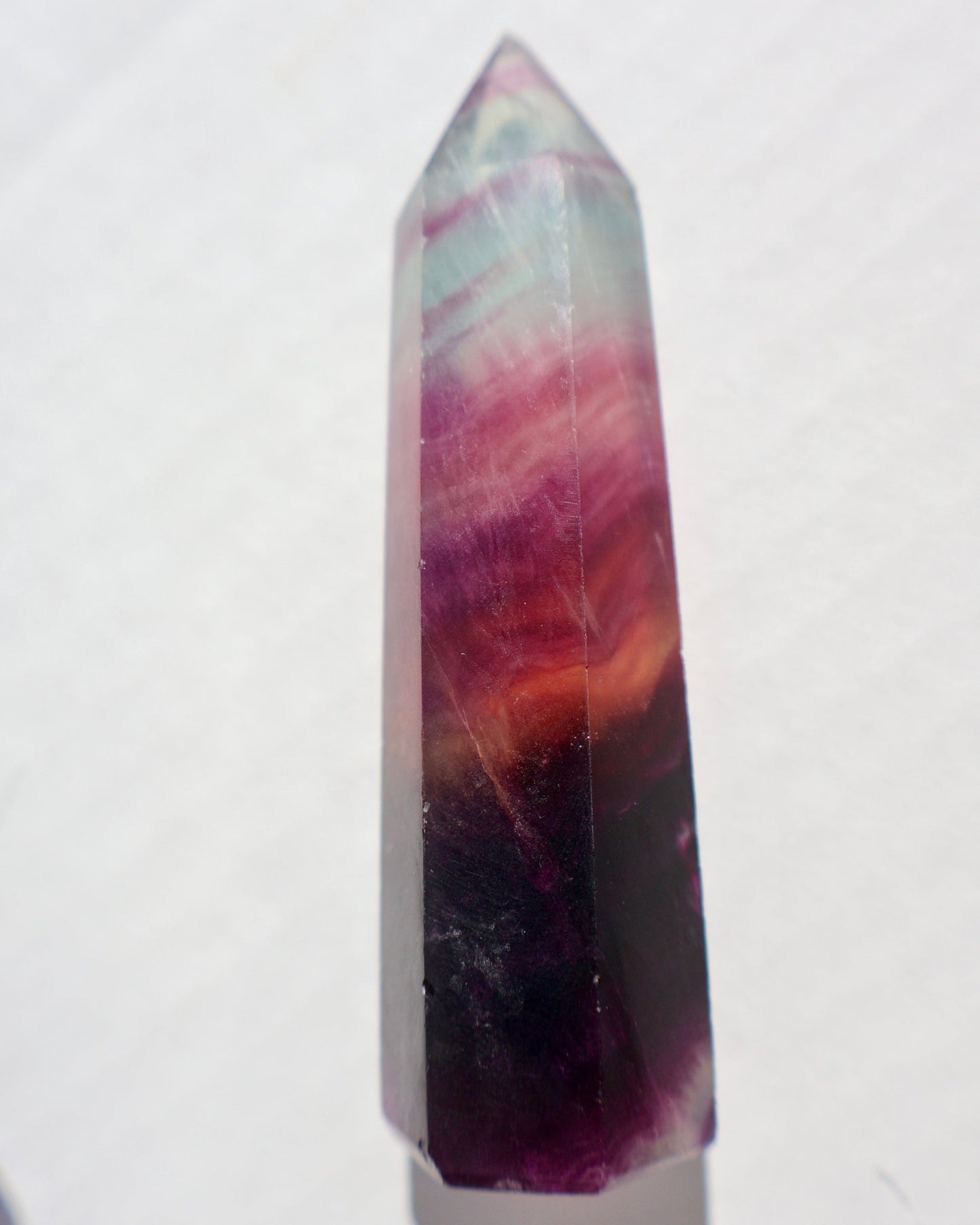 Fluorite Crystal Tower – Deep Purple - Blue - Green | Natural Gemstone Obelisk - Wax | Wane - collector crystal - Crystal Tower1