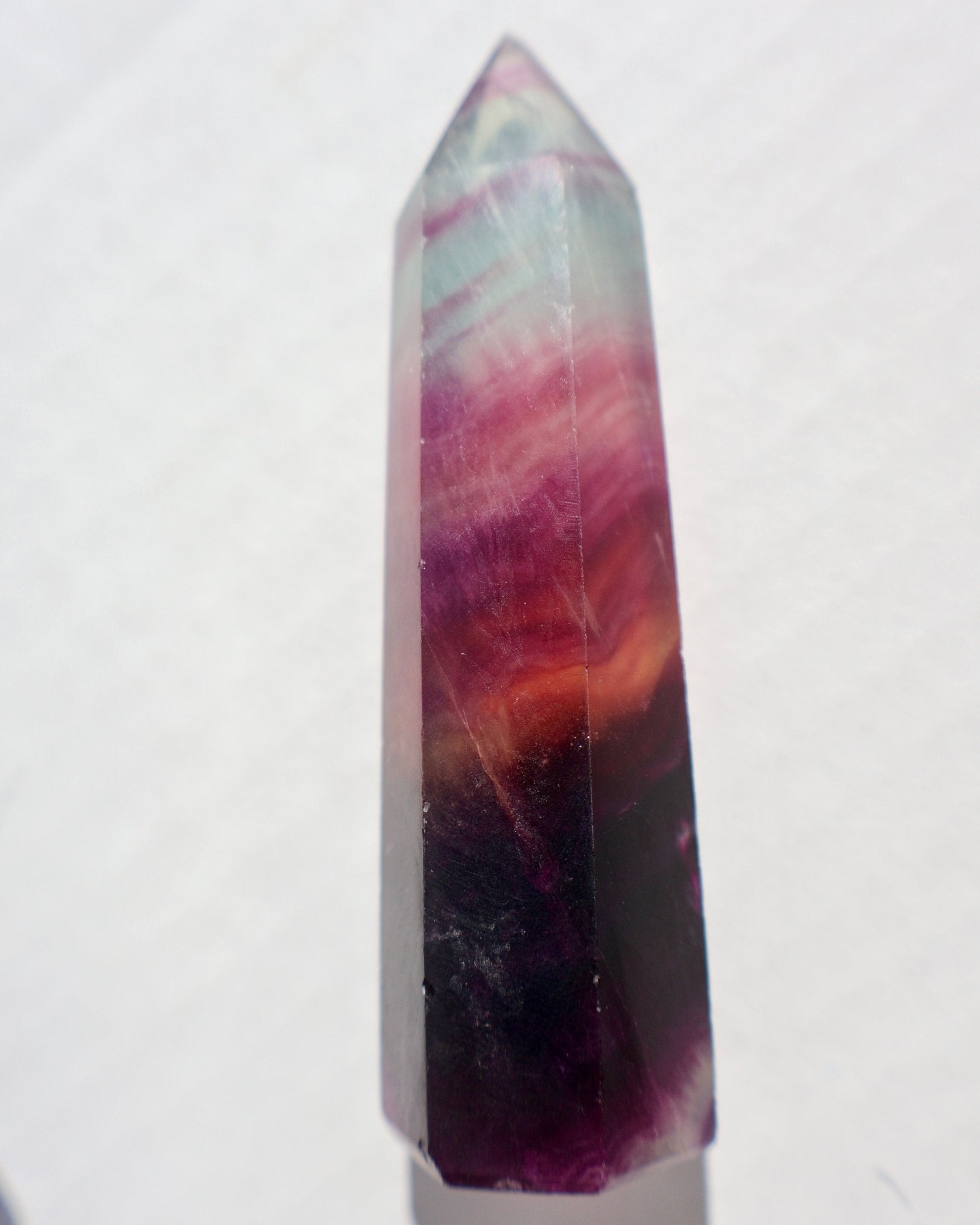 Fluorite Crystal Tower – Deep Purple - Blue - Green | Natural Gemstone Obelisk - Wax | Wane - collector crystal - Crystal Tower1