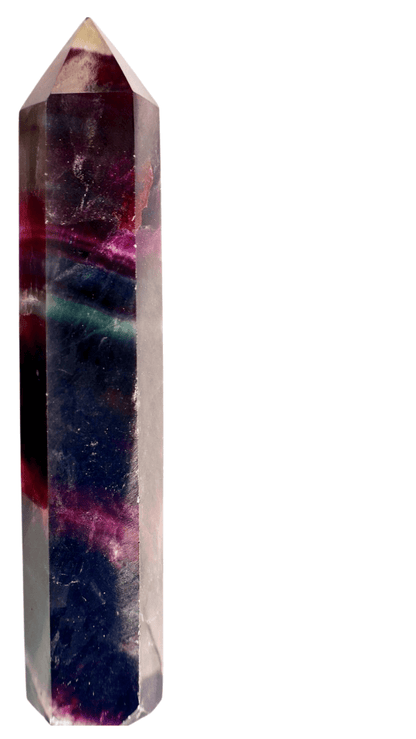 Deep purple fluorite crystal tower