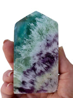 Fluorite Pentagon Column, Untreated Crystal Gemstone in Vibrant Blue, Green, and Purple, 3 - 4