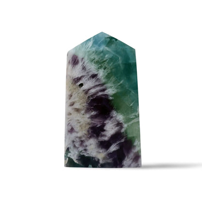 Fluorite Pentagon Column, Untreated Crystal Gemstone in Vibrant Blue, Green, and Purple, 3 - 4" - Wax | Wane