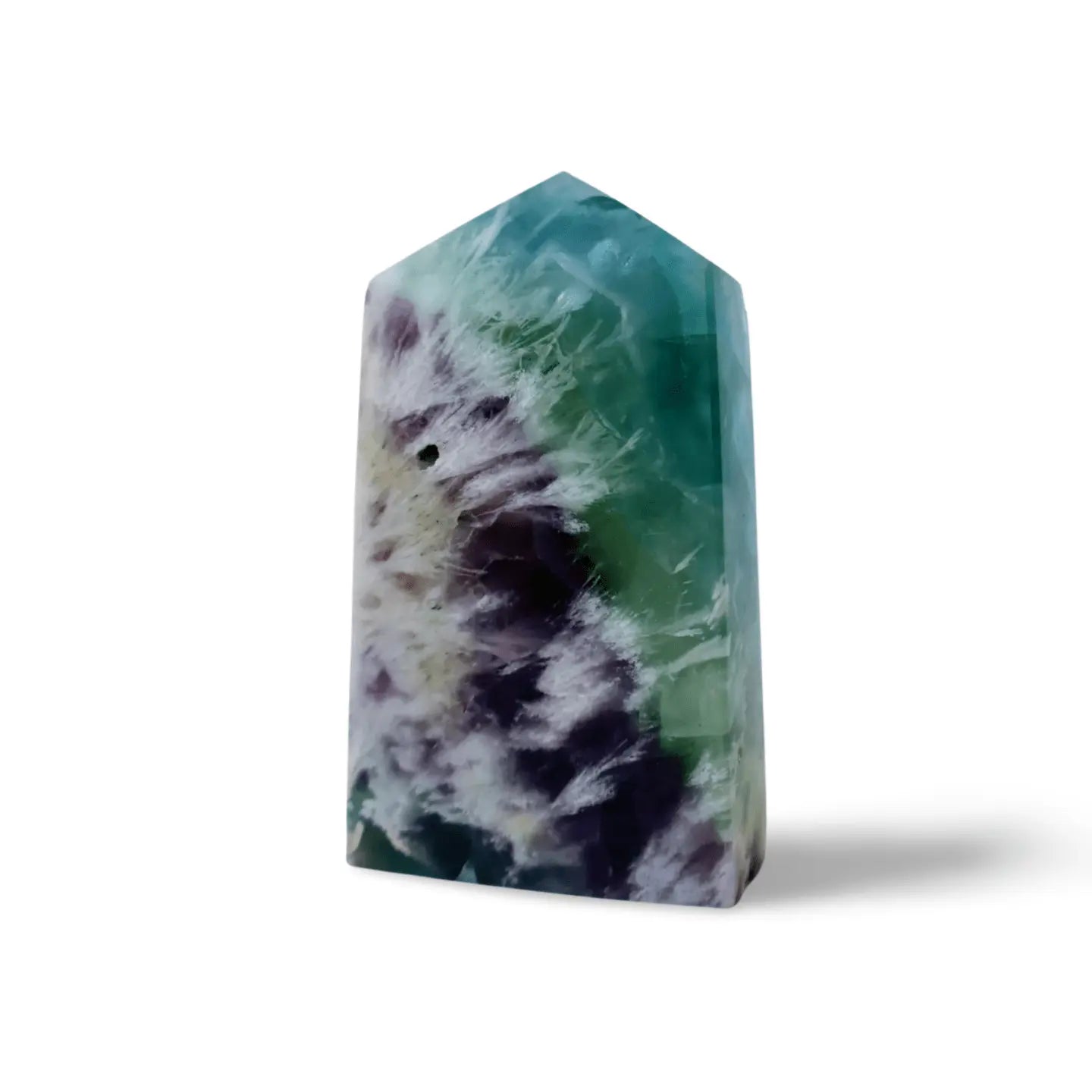 Fluorite Pentagon Column, Untreated Crystal Gemstone in Vibrant Blue, Green, and Purple, 3 - 4" - Wax | Wane