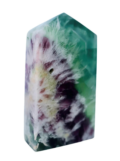 Fluorite Pentagon Column, Untreated Crystal Gemstone in Vibrant Blue, Green, and Purple, 3 - 4" - Wax | Wane