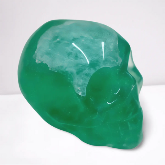 Fluorite Solid Crystal Skull - Green - Wax | Wane - Gemstone - 2