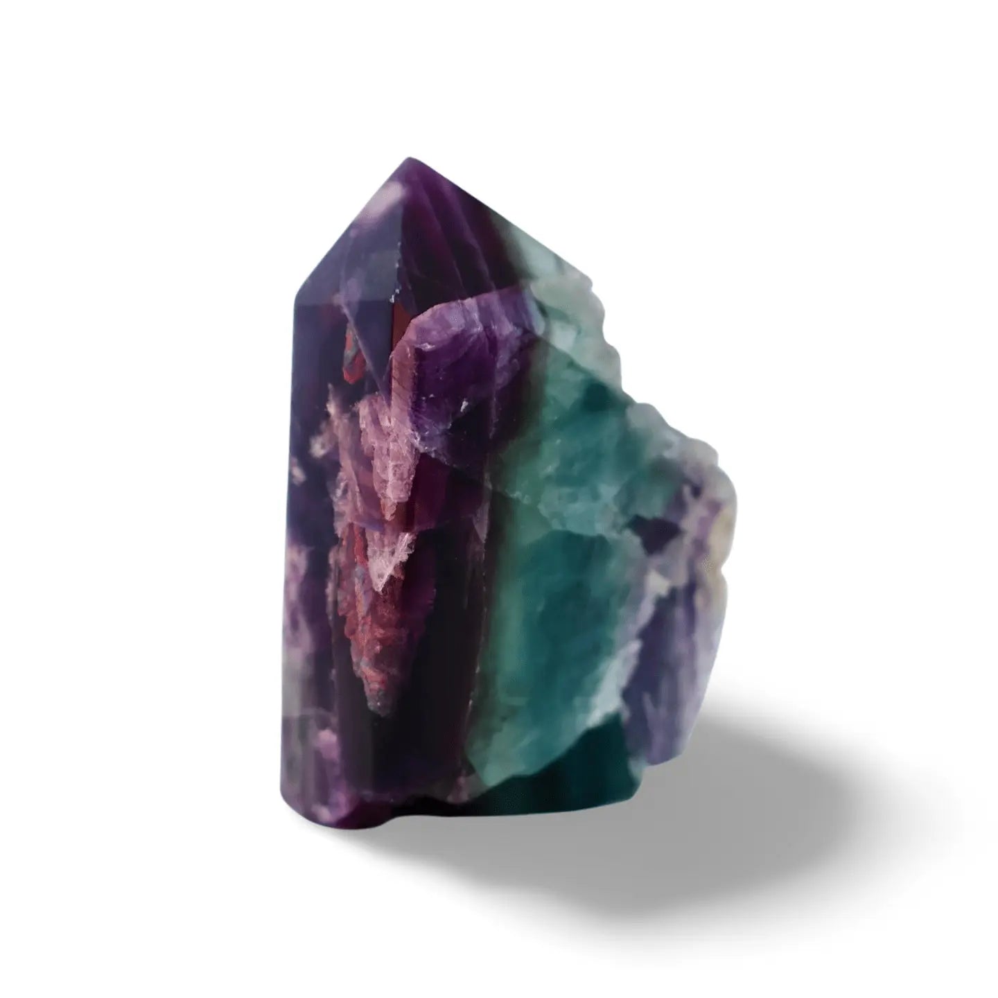 Fluorite Tetrahedron Column – Unpolished 3.5" Green, Blue & Purple Crystal | Naturally Formed Geometry - Wax | Wane