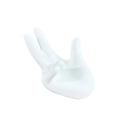 Glossy Ceramic Hand Stand – Decorative Display Holder for Crystal or Jewelry - Wax | Wane