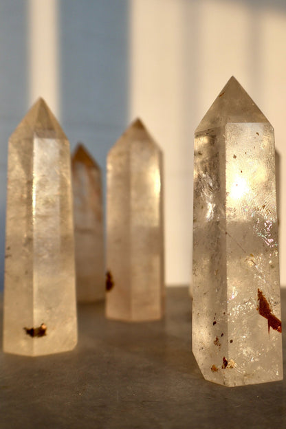 Golden Healer Clear Quartz Crystal Tower (One Piece) | Natural, Rare Iron Oxide Inclusions | Healing Energy Stone in Standard and Monolithic Sizes - Wax | Wane - crystal - Crystal Tower9