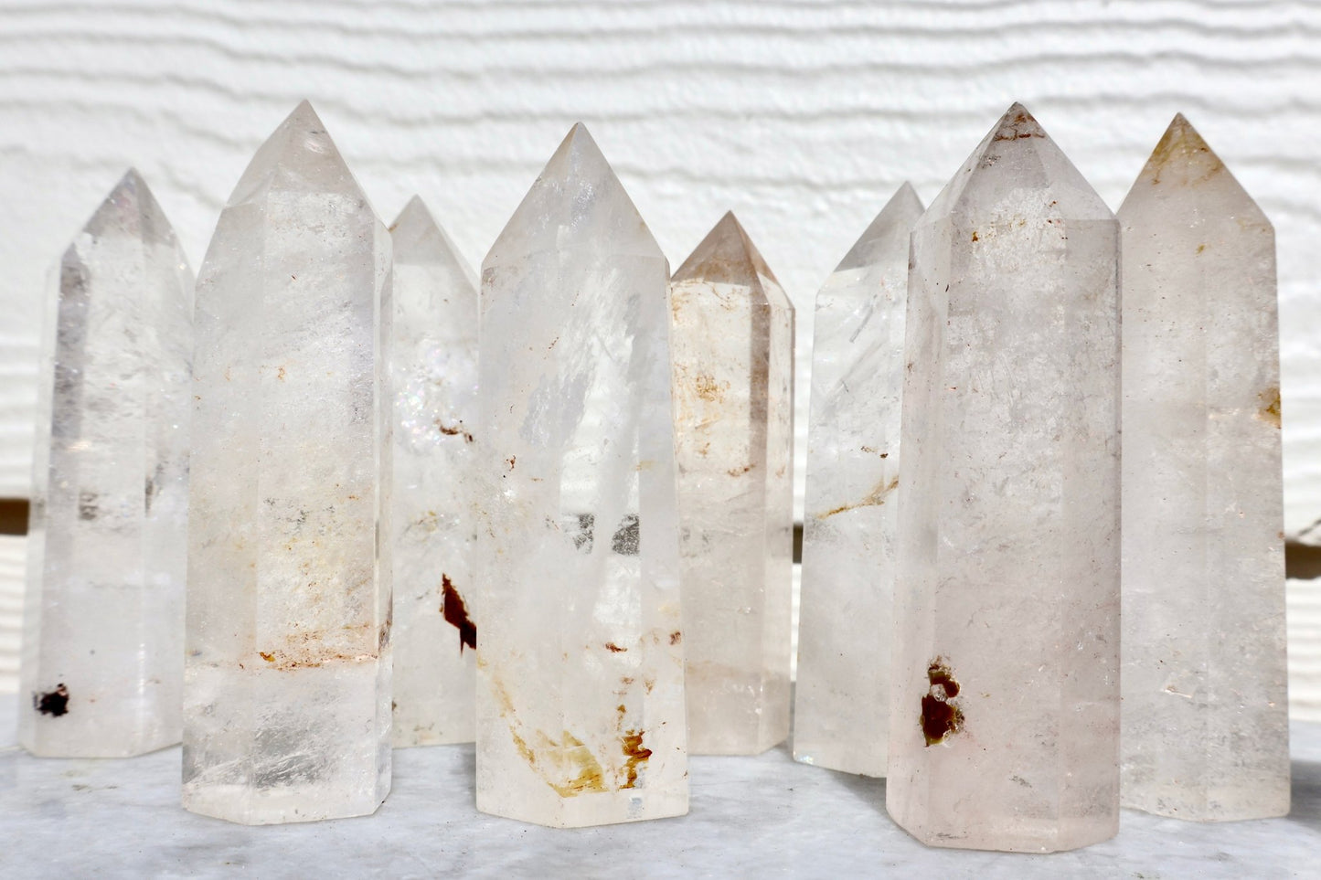Golden Healer Clear Quartz Crystal Tower (One Piece) | Natural, Rare Iron Oxide Inclusions | Healing Energy Stone in Standard and Monolithic Sizes - Wax | Wane - crystal - Crystal Tower6