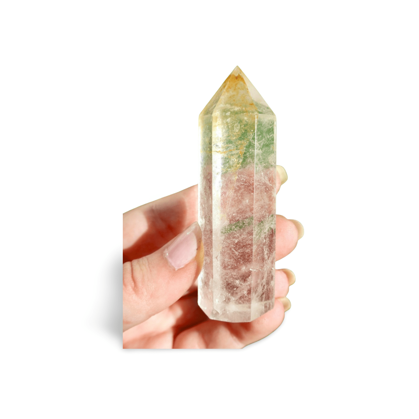 Golden Healer Clear Quartz Crystal Tower (One Piece) | Natural, Rare Iron Oxide Inclusions | Healing Energy Stone in Standard and Monolithic Sizes - Wax | Wane - crystal - Crystal Tower2
