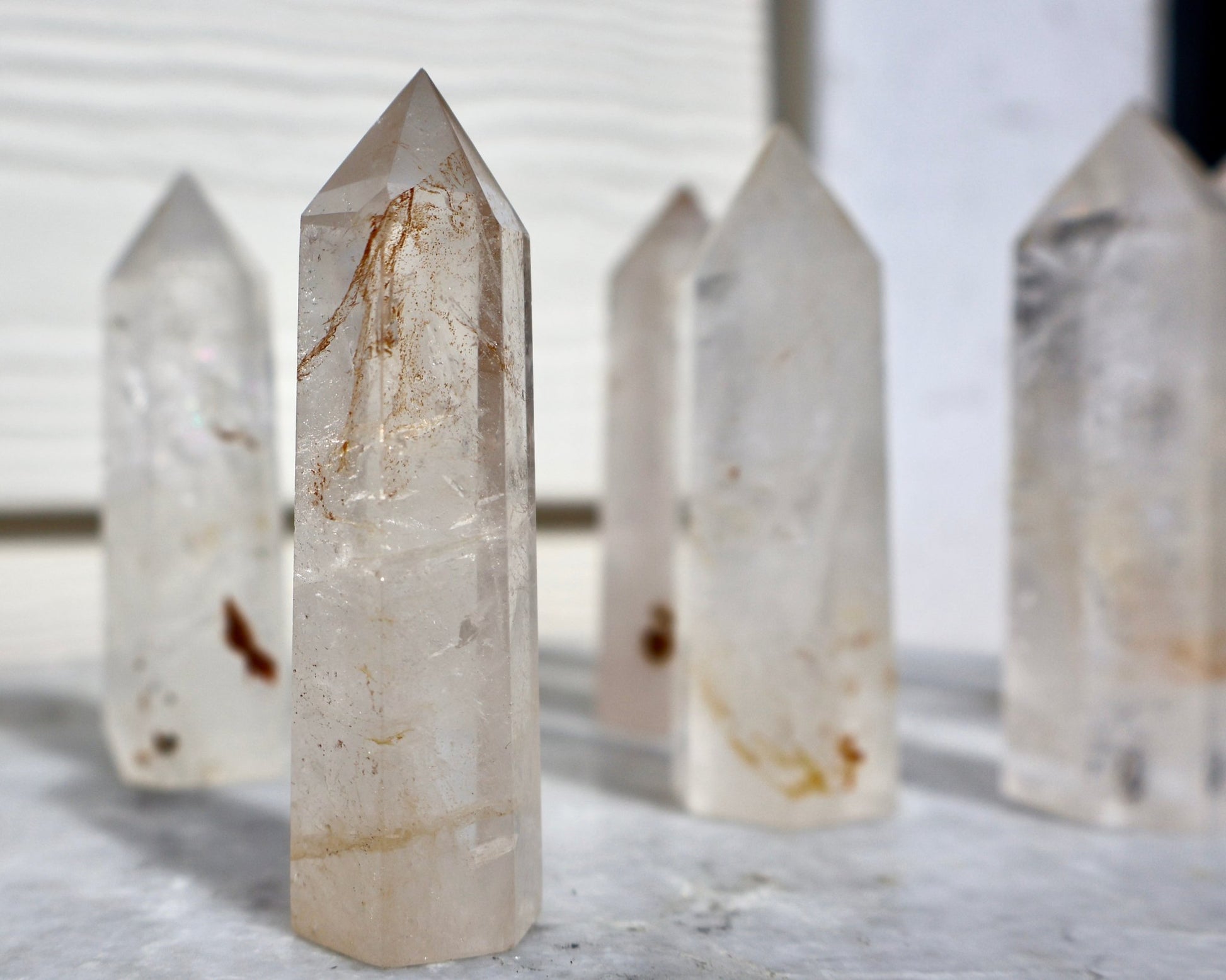 Golden Healer Clear Quartz Crystal Tower (One Piece) | Natural, Rare Iron Oxide Inclusions | Healing Energy Stone in Standard and Monolithic Sizes - Wax | Wane - crystal - Crystal Tower3