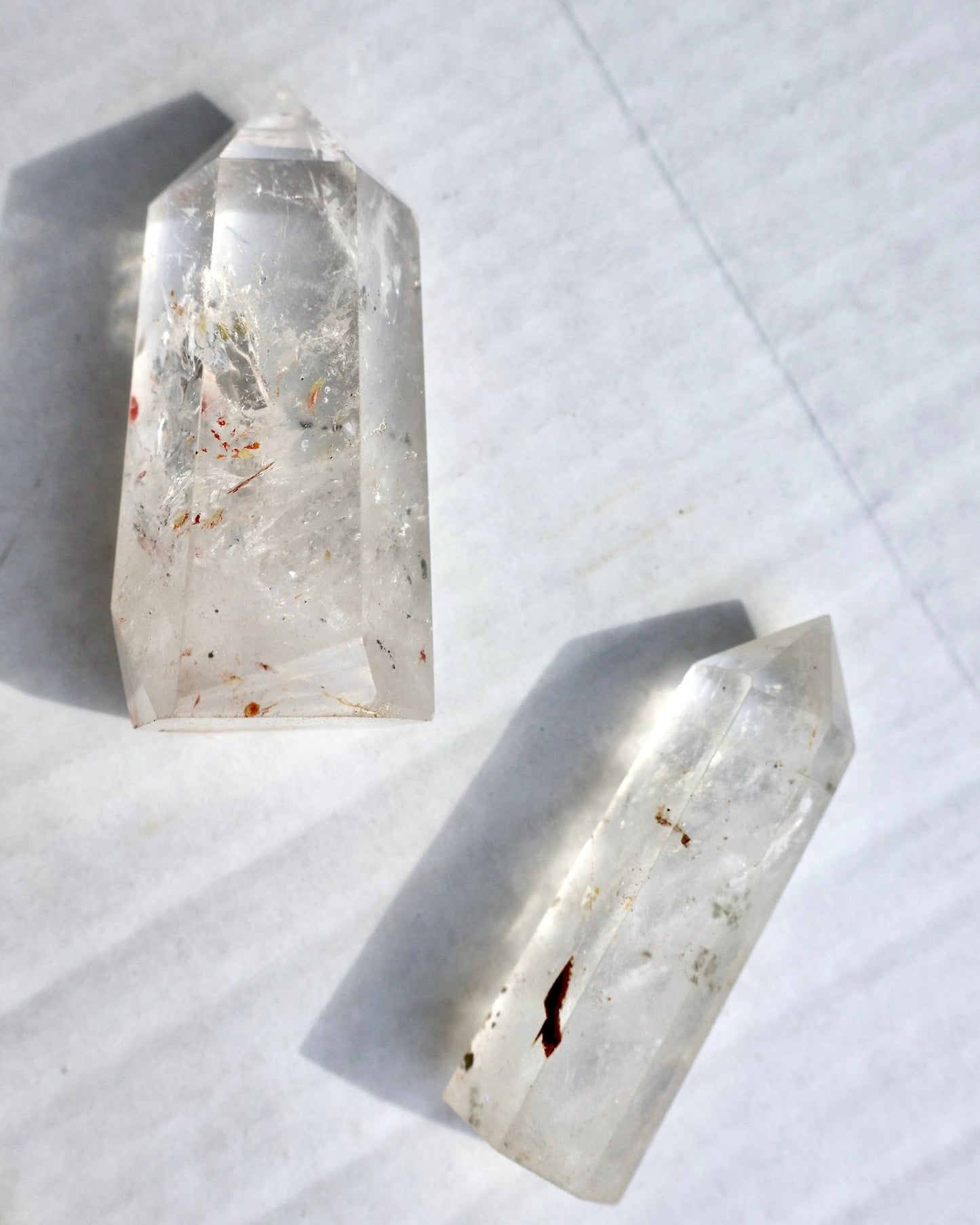 Golden Healer Clear Quartz Crystal Tower (One Piece) | Natural, Rare Iron Oxide Inclusions | Healing Energy Stone in Standard and Monolithic Sizes - Wax | Wane - crystal - Crystal Tower1