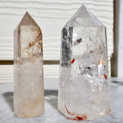 Golden Healer Clear Quartz Crystal Tower (One Piece) | Natural, Rare Iron Oxide Inclusions | Healing Energy Stone in Standard and Monolithic Sizes - Wax | Wane - crystal - Crystal Tower11
