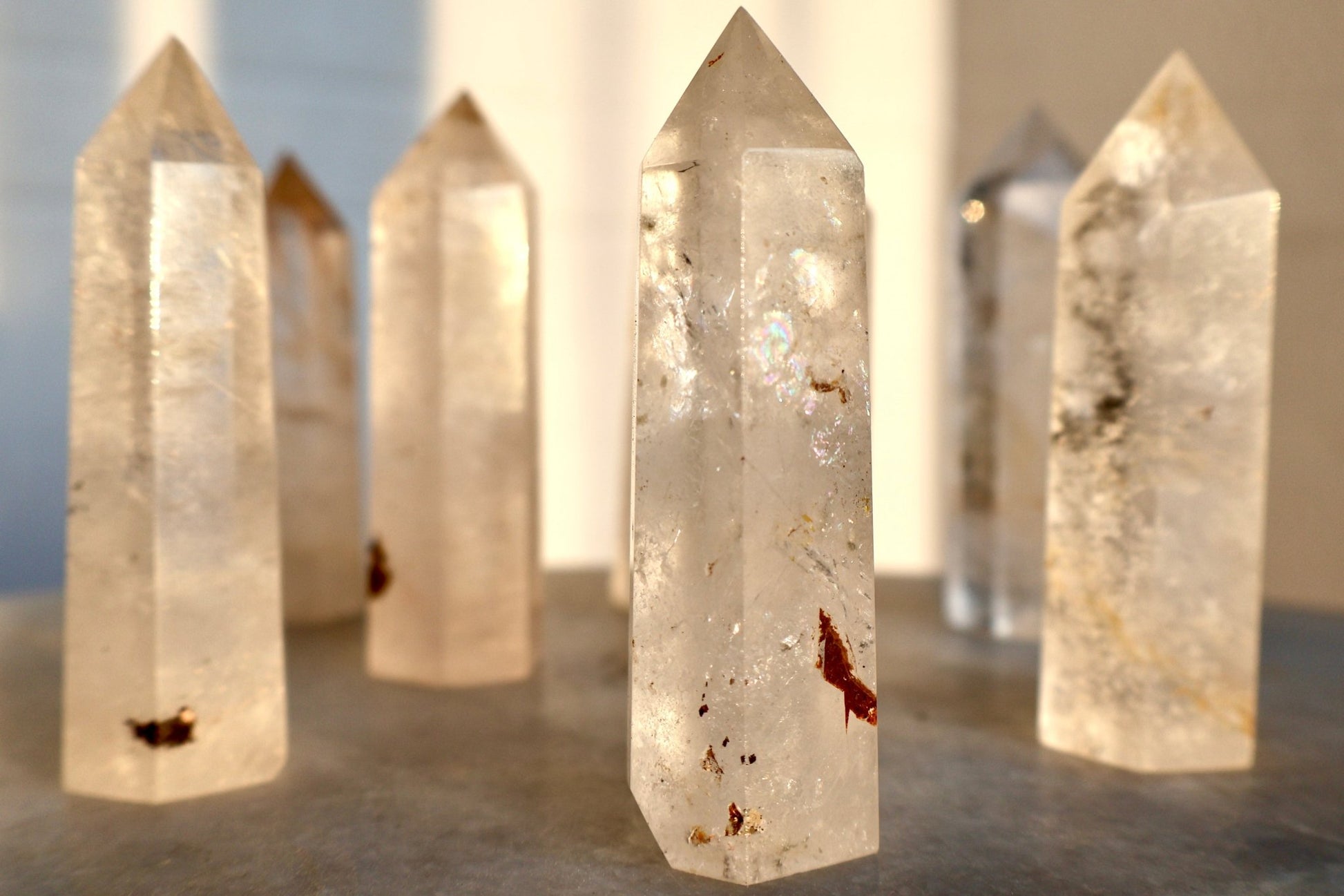Golden Healer Clear Quartz Crystal Tower (One Piece) | Natural, Rare Iron Oxide Inclusions | Healing Energy Stone in Standard and Monolithic Sizes - Wax | Wane - crystal - Crystal Tower8