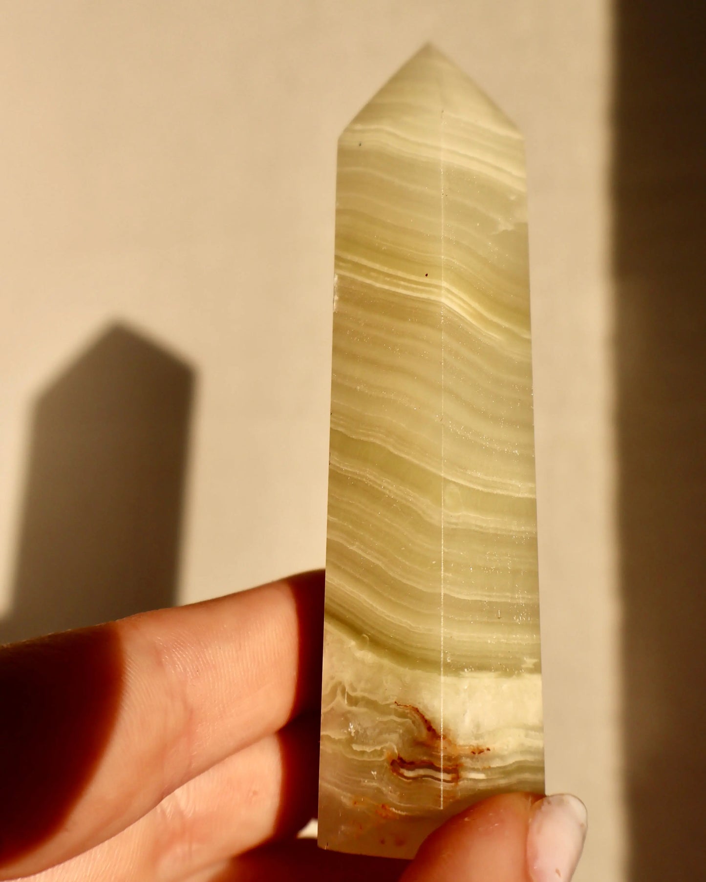 Jade Stone Tower - Lime Green Natural Decor for Balance, 4 Inches - Wax | Wane