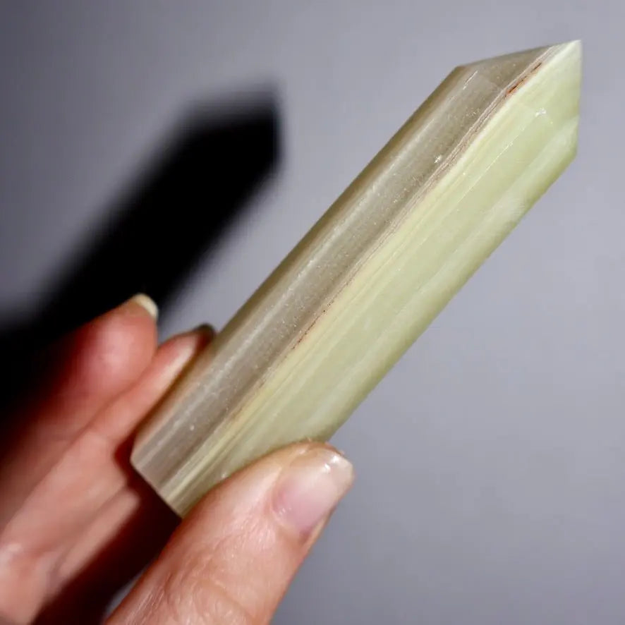 Jade Stone Tower - Lime Green Natural Decor for Balance, 4 Inches - Wax | Wane