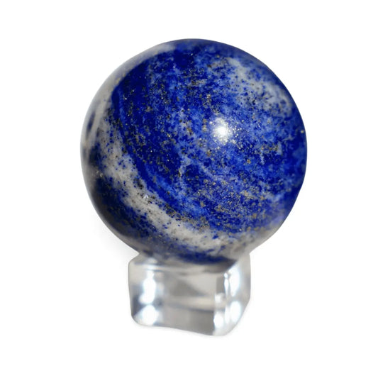Lapis Lazuli Crystal Sphere – 1.5" Solid Gemstone with Pyrite | Inspired by Ancient Egypt & Museum - Grade Mineralogy - Wax | Wane