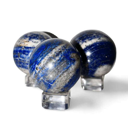 Lapis Lazuli Crystal Sphere – 1.5" Solid Gemstone with Pyrite | Inspired by Ancient Egypt & Museum - Grade Mineralogy - Wax | Wane
