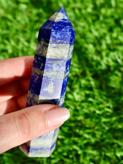 Lapis Lazuli Obelisk - Authentic Quality Gemstone for Wisdom and Truth, Decorative 4 - Inch Tall - Wax | Wane