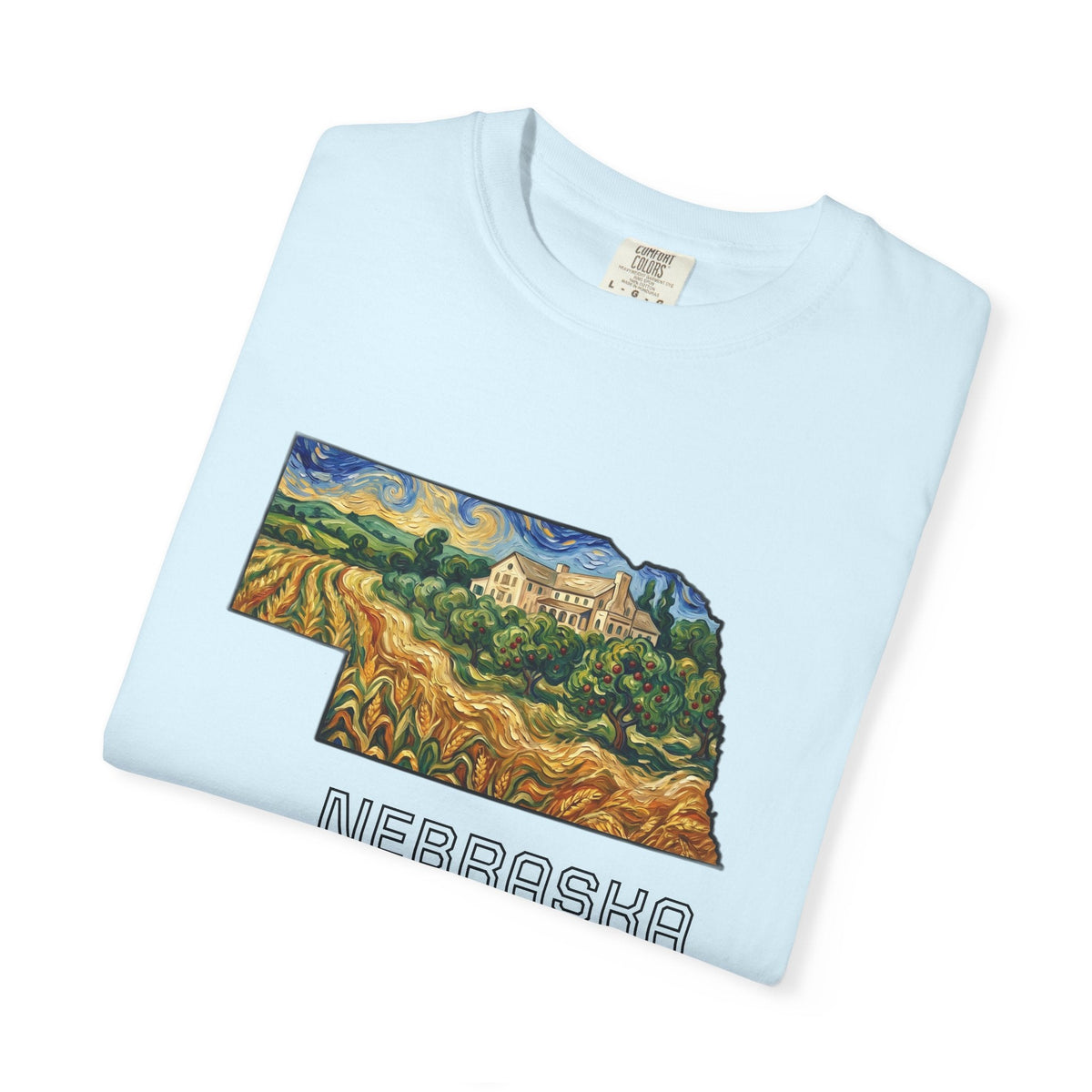 LNK.Nebraska Arbor Day Apple Orchard T-Shirt — Vincent Van Gogh Style State Art | Comfort Colors Nebraska Gameday Gift Tee - Wax | Wane - arbor day - T-Shirt23
