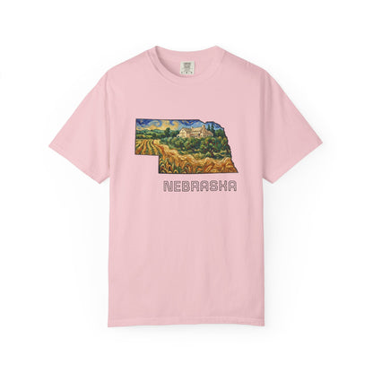 LNK.Nebraska Arbor Day Apple Orchard T-Shirt — Vincent Van Gogh Style State Art | Comfort Colors Nebraska Gameday Gift Tee - Wax | Wane - arbor day - T-Shirt9