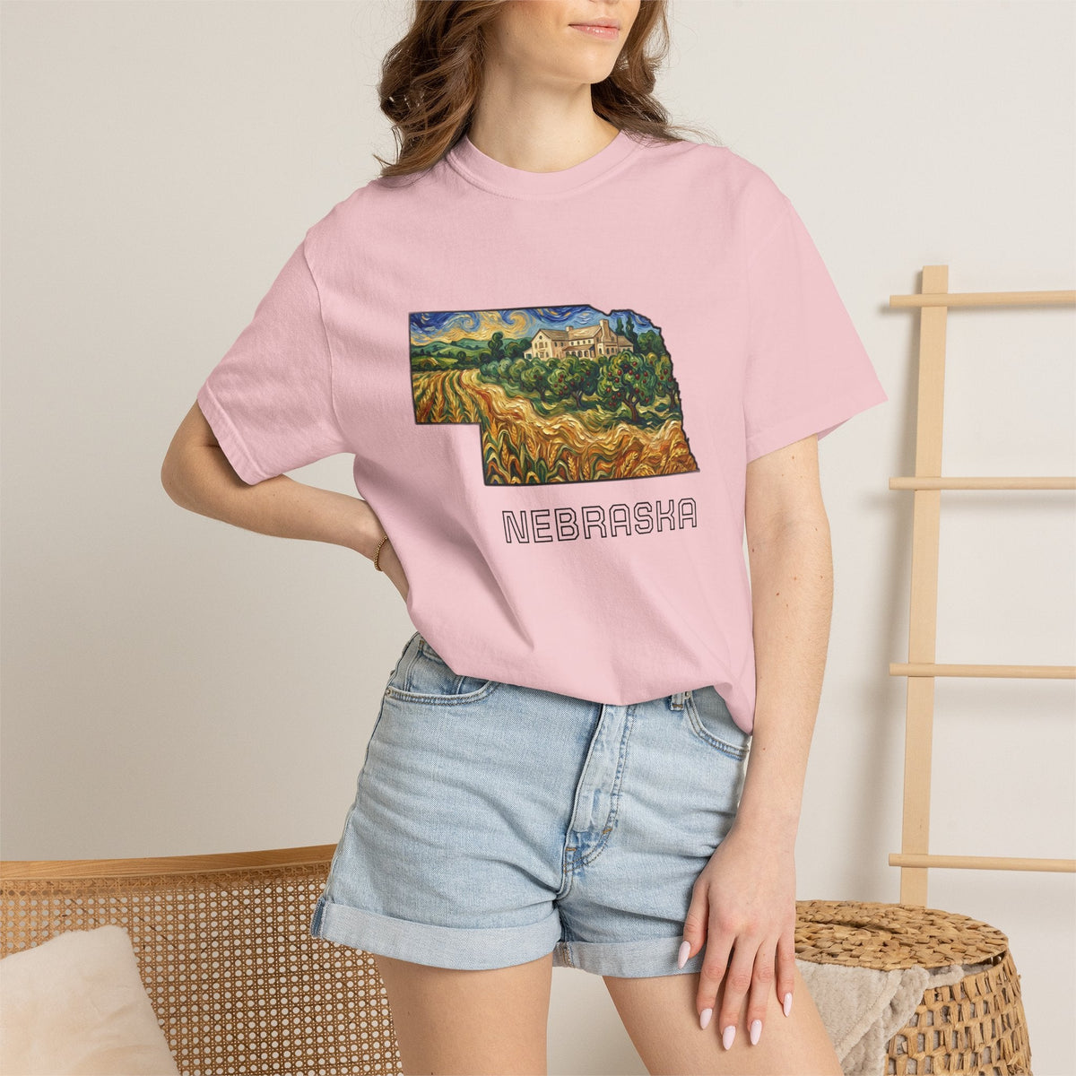 LNK.Nebraska Arbor Day Apple Orchard T-Shirt — Vincent Van Gogh Style State Art | Comfort Colors Nebraska Gameday Gift Tee - Wax | Wane - arbor day - T-Shirt36