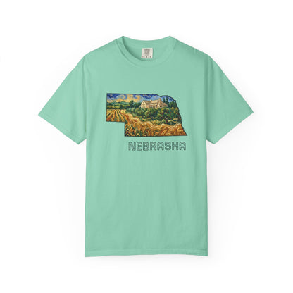 LNK.Nebraska Arbor Day Apple Orchard T-Shirt — Vincent Van Gogh Style State Art | Comfort Colors Nebraska Gameday Gift Tee - Wax | Wane - arbor day - T-Shirt7