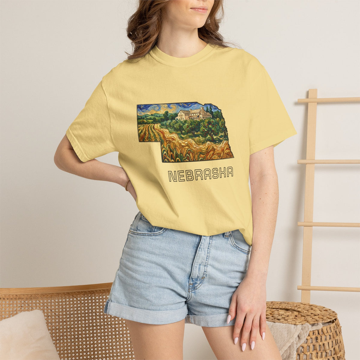 LNK.Nebraska Arbor Day Apple Orchard T-Shirt — Vincent Van Gogh Style State Art | Comfort Colors Nebraska Gameday Gift Tee - Wax | Wane - arbor day - T-Shirt27