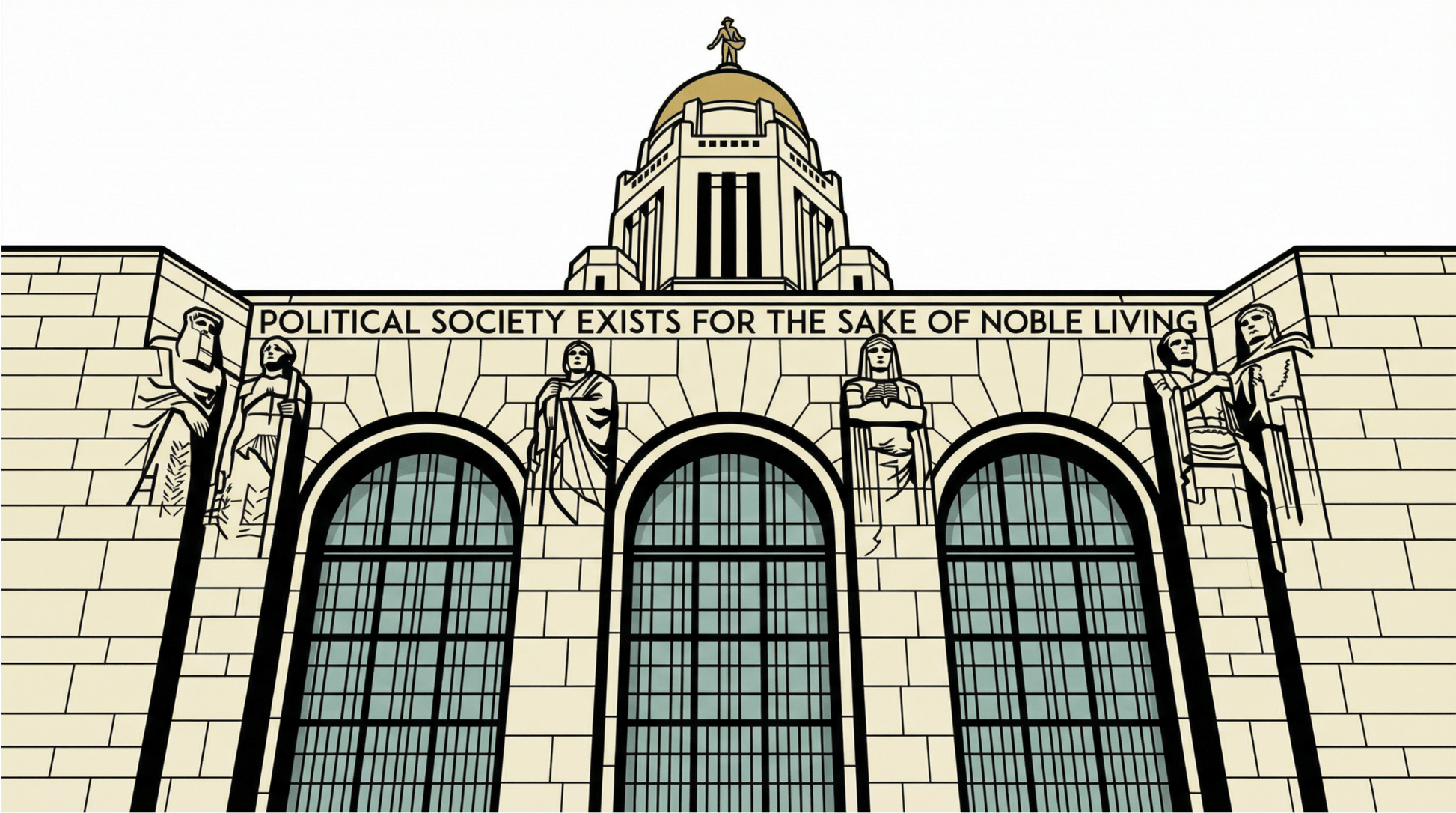 LNK.Nebraska Capitol Political Society Inscription - Premium Art Deco Digital Print - Wax | Wane - Art Deco - Digital Download1