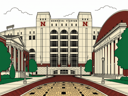 LNK.Nebraska Memorial Stadium Collector's Set - 3 Premium Art Deco Digital Prints - Wax | Wane - Art Deco - Digital Download3