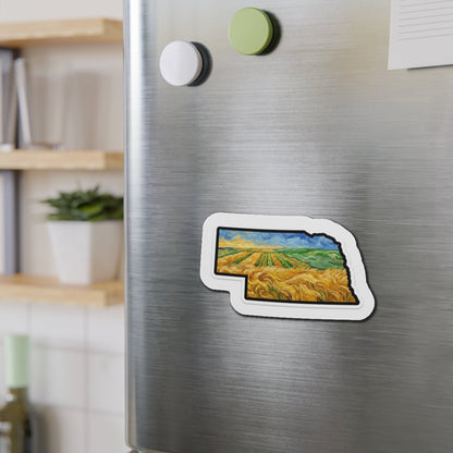 LNK.Nebraska Wheat Fields Magnet — Vincent Van Gogh Styled Die-Cut State Magnet | Nebraska Prairie Souvenir - Wax | Wane - farmhouse decor - Home Decor3