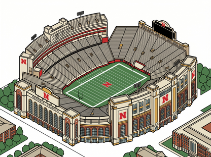 4-Pack LNK Nebraska Huskers Memorial Stadium Art Print Bundle – 4-Pack Digital Download | Art Deco WPA Poster Set | Cornhusker Football Wall Art | Instant Download 16x20 300 DPI