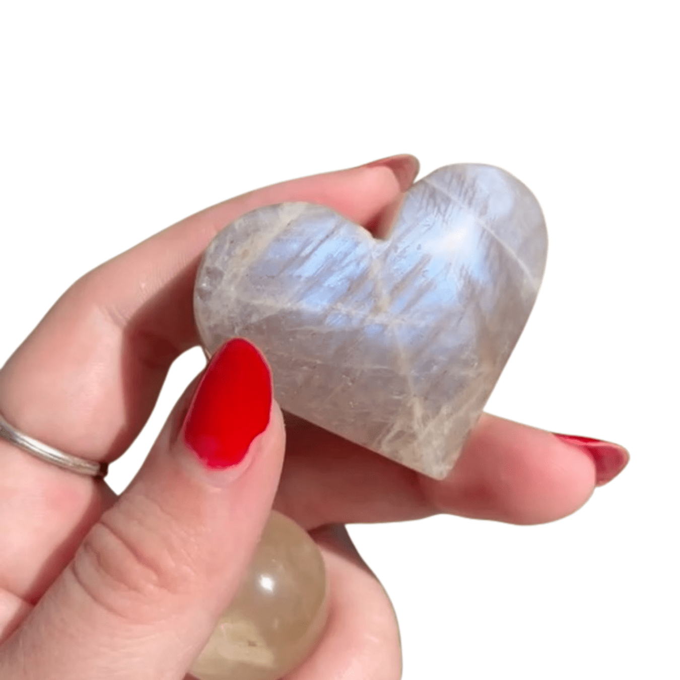 Moonstone Palm Stone with Rainbow Aura Inclusions - Wax | Wane - Decor - Crystal5