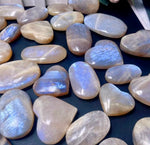 Moonstone Palm Stone with Rainbow Aura Inclusions - Wax | Wane - Decor - Crystal5