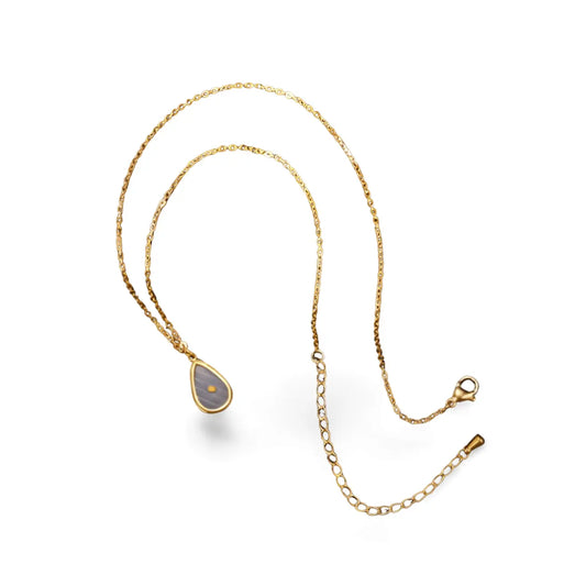 Mustard Seed Faith Necklace – Gold Teardrop Pendant | Stainless Steel Christian Jewelry - Wax | Wane
