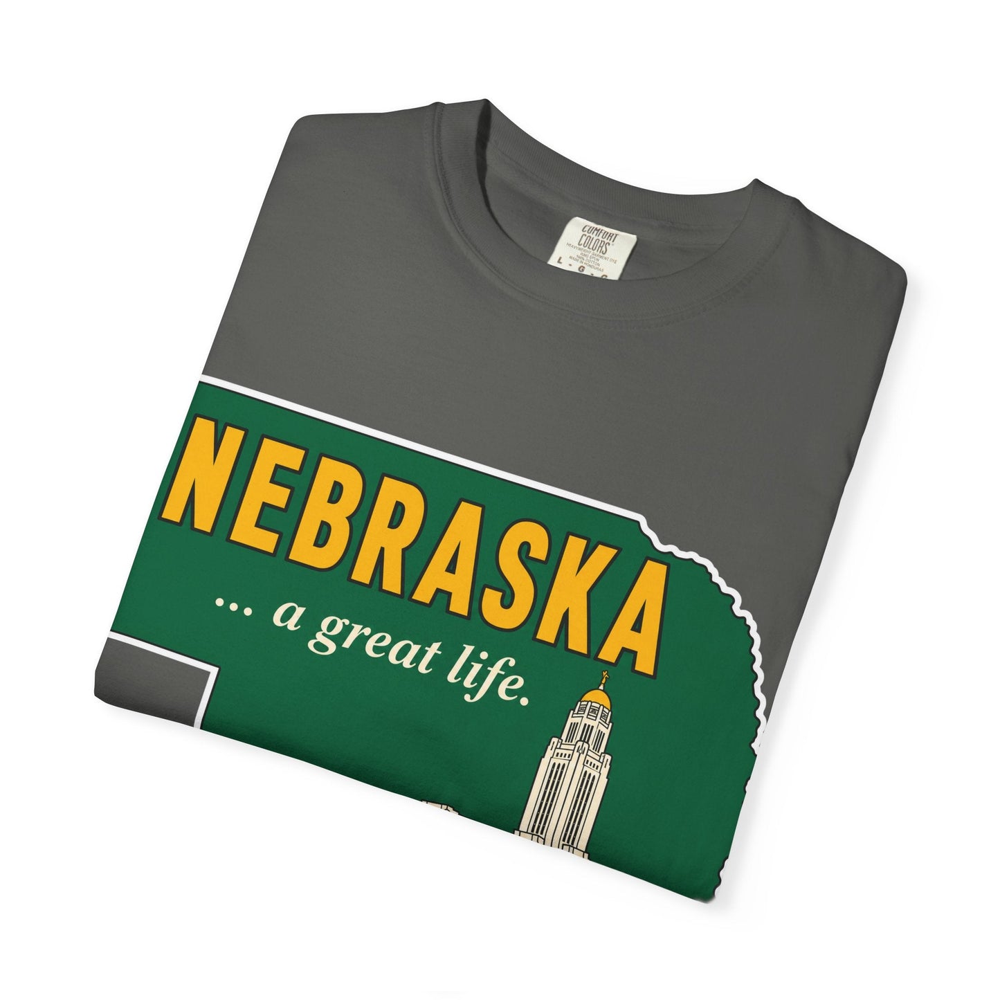 Nebraska “A Great Life” T-Shirt — Retro State Sign | Vintage Nebraska Good Life Gift Tee - Wax | Wane - gift for her - T-Shirt17