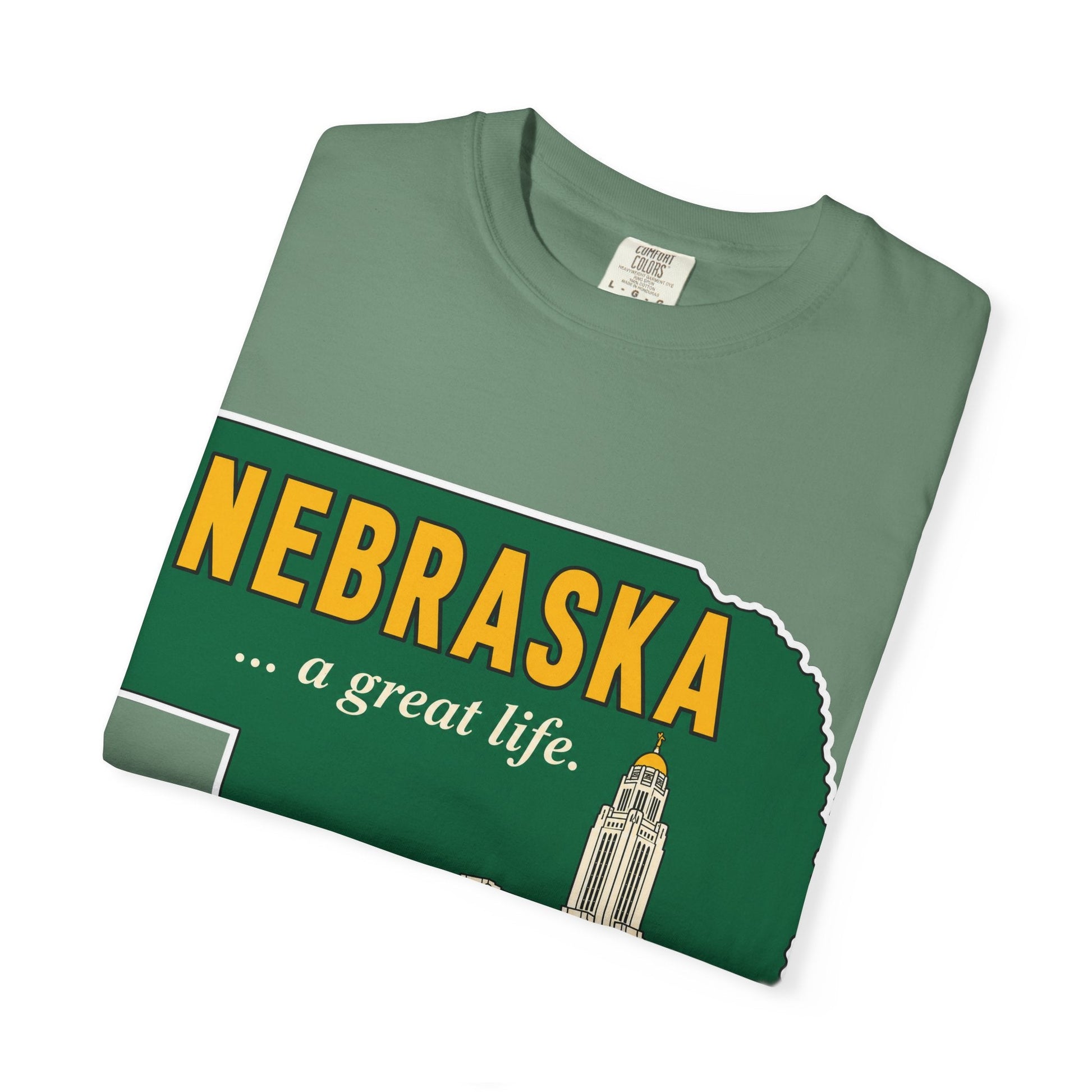 Nebraska “A Great Life” T-Shirt — Retro State Sign | Vintage Nebraska Good Life Gift Tee - Wax | Wane - gift for her - T-Shirt38