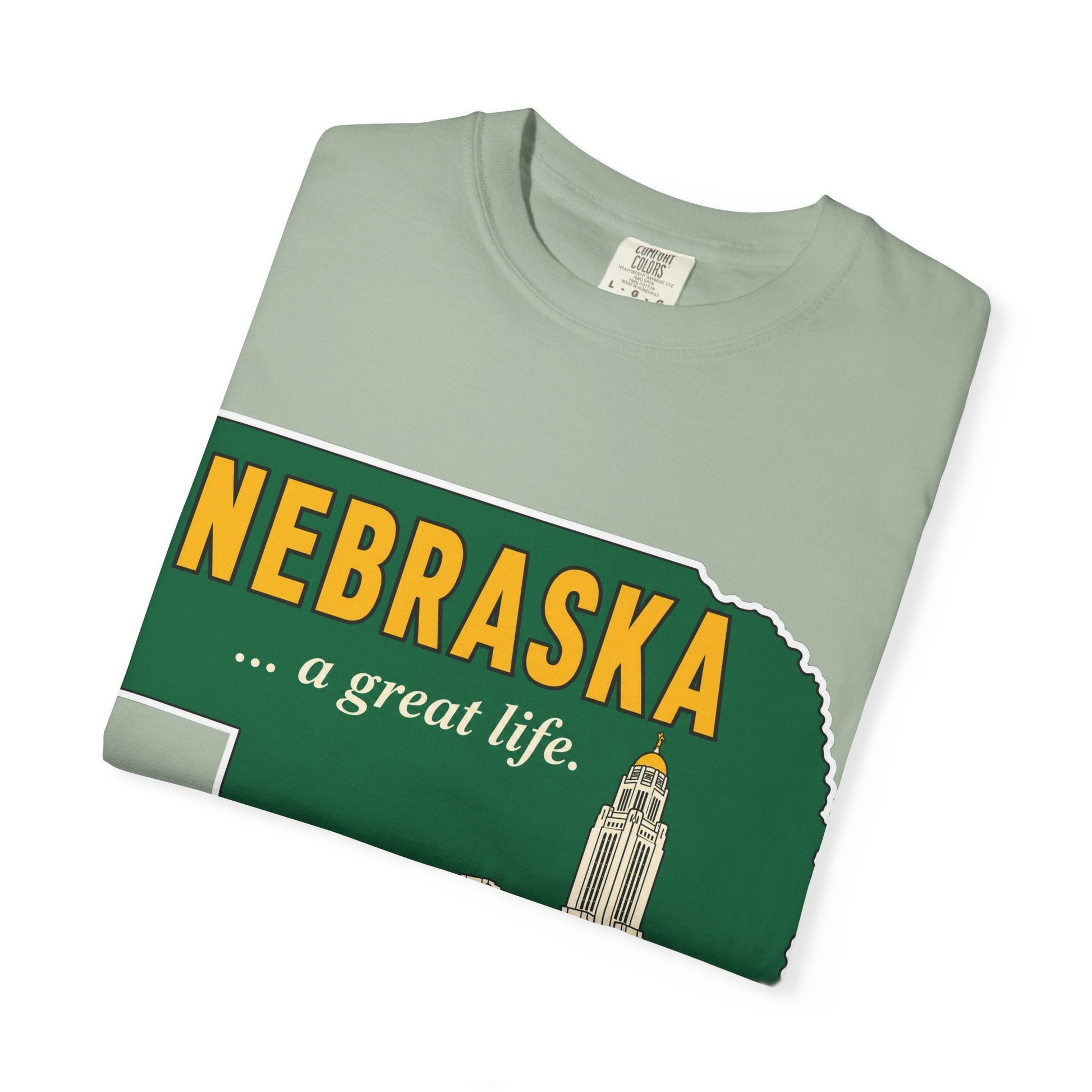 Nebraska “A Great Life” T-Shirt — Retro State Sign | Vintage Nebraska Good Life Gift Tee - Wax | Wane - gift for her - T-Shirt20