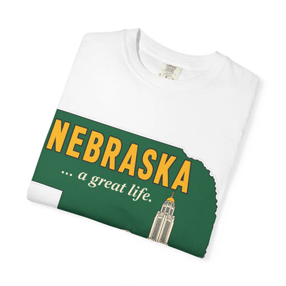 Nebraska “A Great Life” T-Shirt — Retro State Sign | Vintage Nebraska Good Life Gift Tee - Wax | Wane - gift for her - T-Shirt14