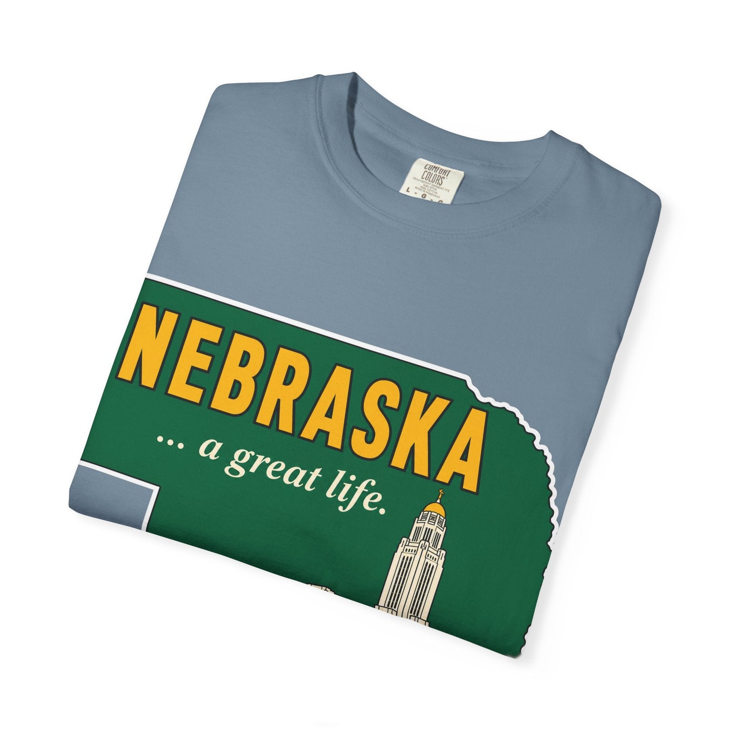 Nebraska “A Great Life” T-Shirt — Retro State Sign | Vintage Nebraska Good Life Gift Tee - Wax | Wane - gift for her - T-Shirt41