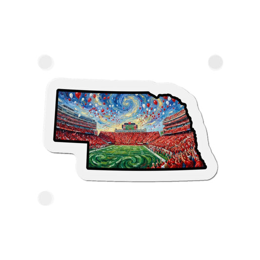 Nebraska Stadium Die-Cut Magnet — Van Gogh Style Football Field Art - Wax | Wane - college town gift - Home Decor1
