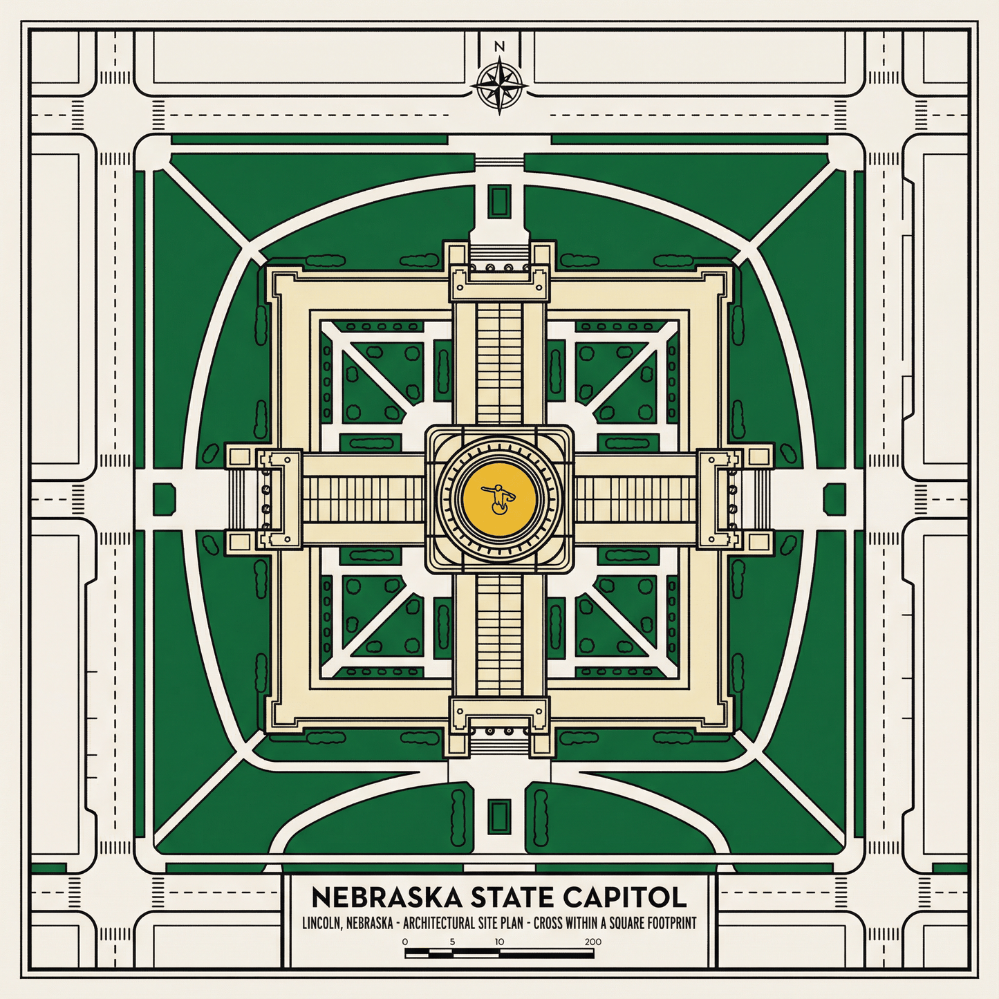 Nebraska State Capitol Art Print – Capitol Collection 2 - Pack | Art Deco Digital Download | Capitol Series | Lincoln Nebraska Architecture Wall Art - Wax | Wane - Art Deco - Digital Download2