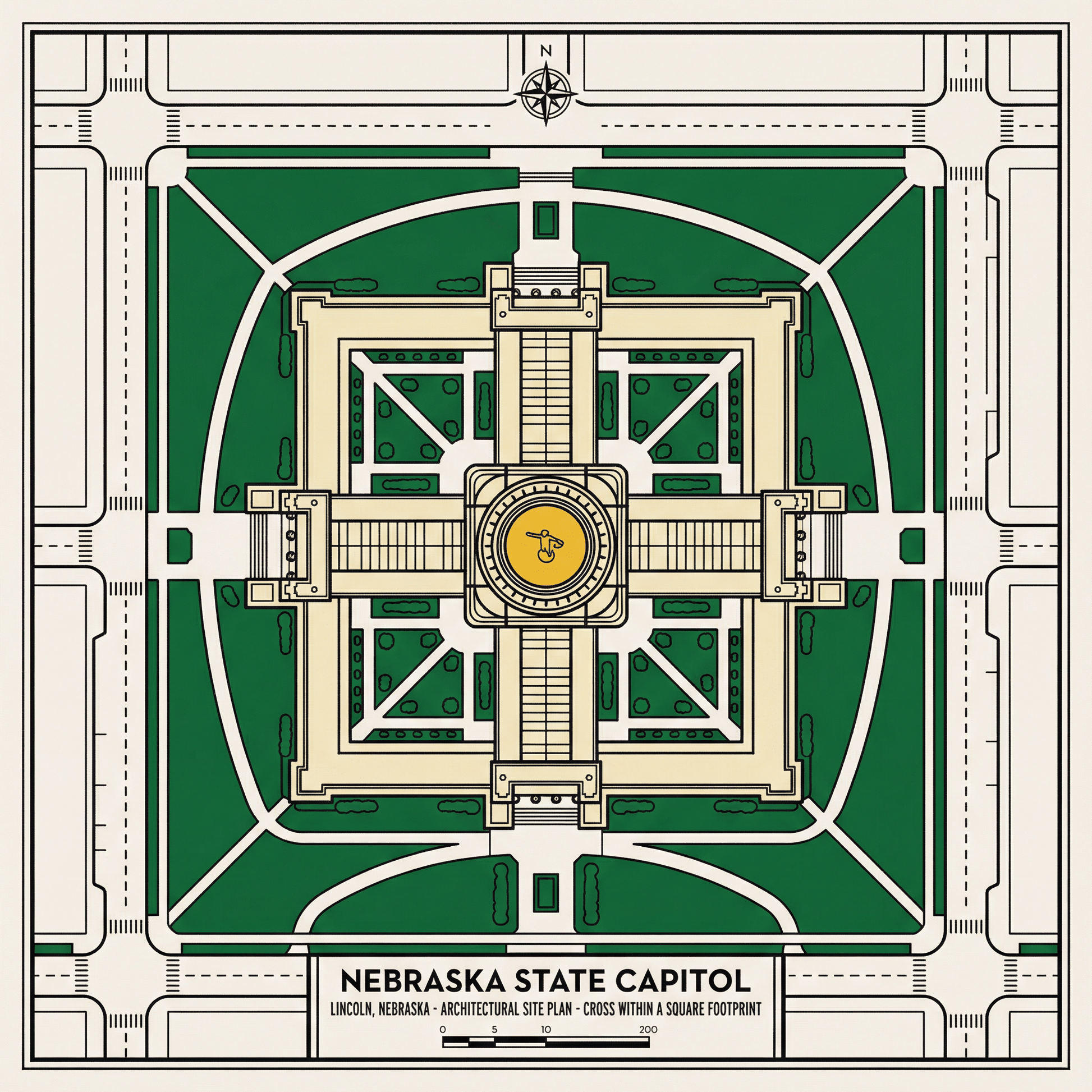 Nebraska State Capitol Art Print – Capitol Collection 2 - Pack | Art Deco Digital Download | Capitol Series | Lincoln Nebraska Architecture Wall Art - Wax | Wane - Art Deco - Digital Download2