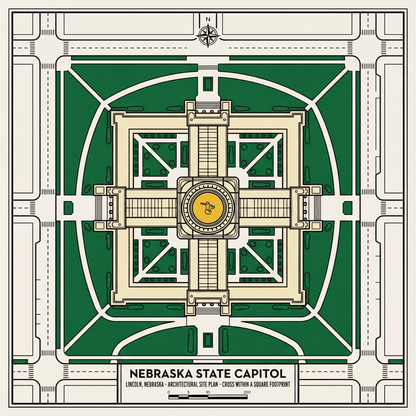 Nebraska State Capitol Art Print – Capitol Collection 2 - Pack | Art Deco Digital Download | Capitol Series | Lincoln Nebraska Architecture Wall Art - Wax | Wane - Art Deco - Digital Download2