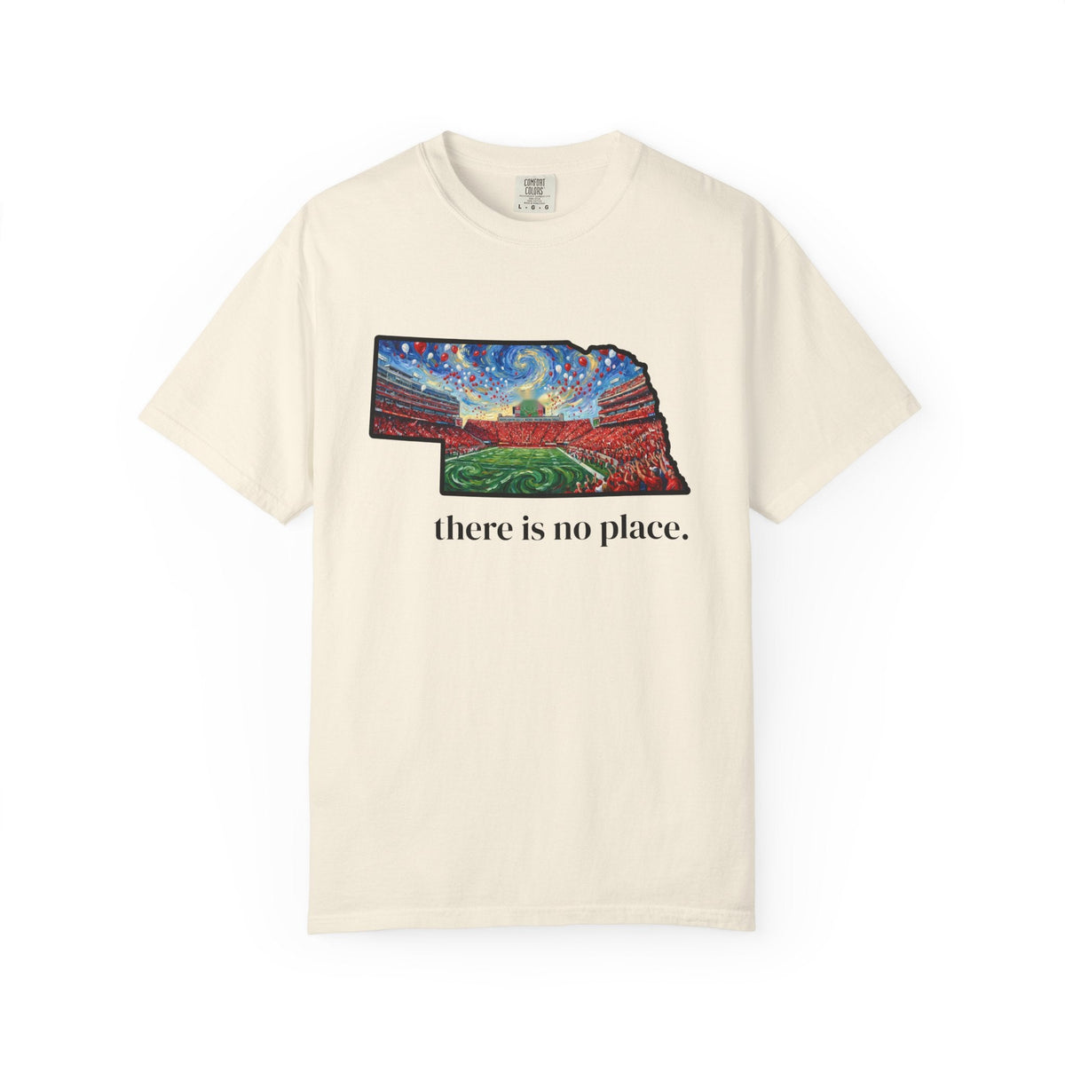 Nebraska "There is no place." Game Day T-Shirt — 100% Cotton Van Gogh Style Big Red Design - Great Gift for Gameday - Wax | Wane - art stadium tee - T-Shirt3