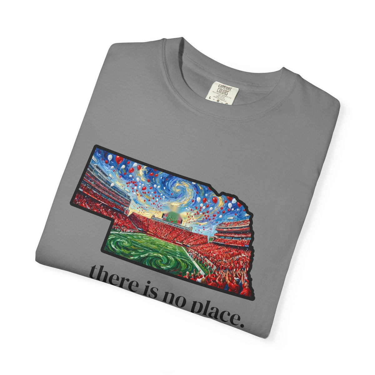 Nebraska "There is no place." Game Day T-Shirt — 100% Cotton Van Gogh Style Big Red Design - Great Gift for Gameday - Wax | Wane - art stadium tee - T-Shirt23